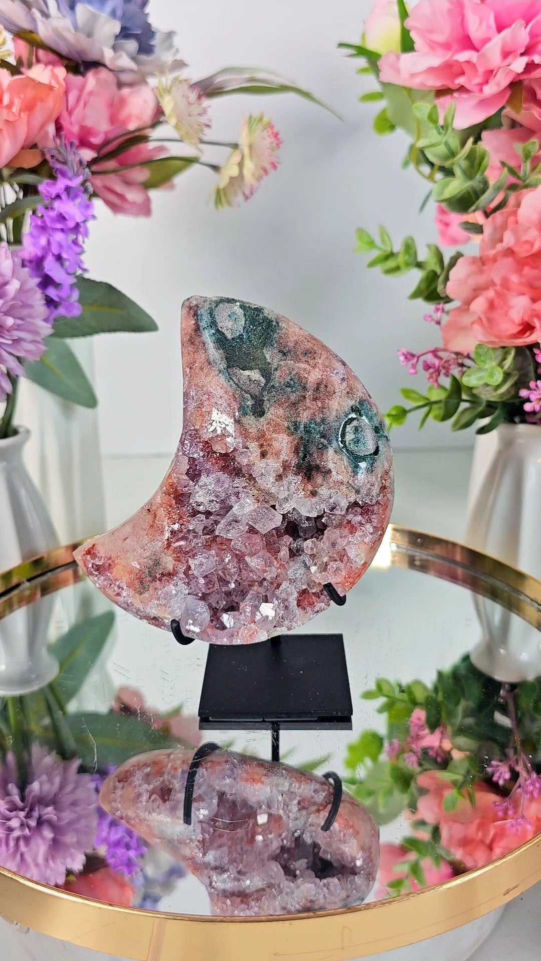 Pink Amethyst Moon on stand CM74