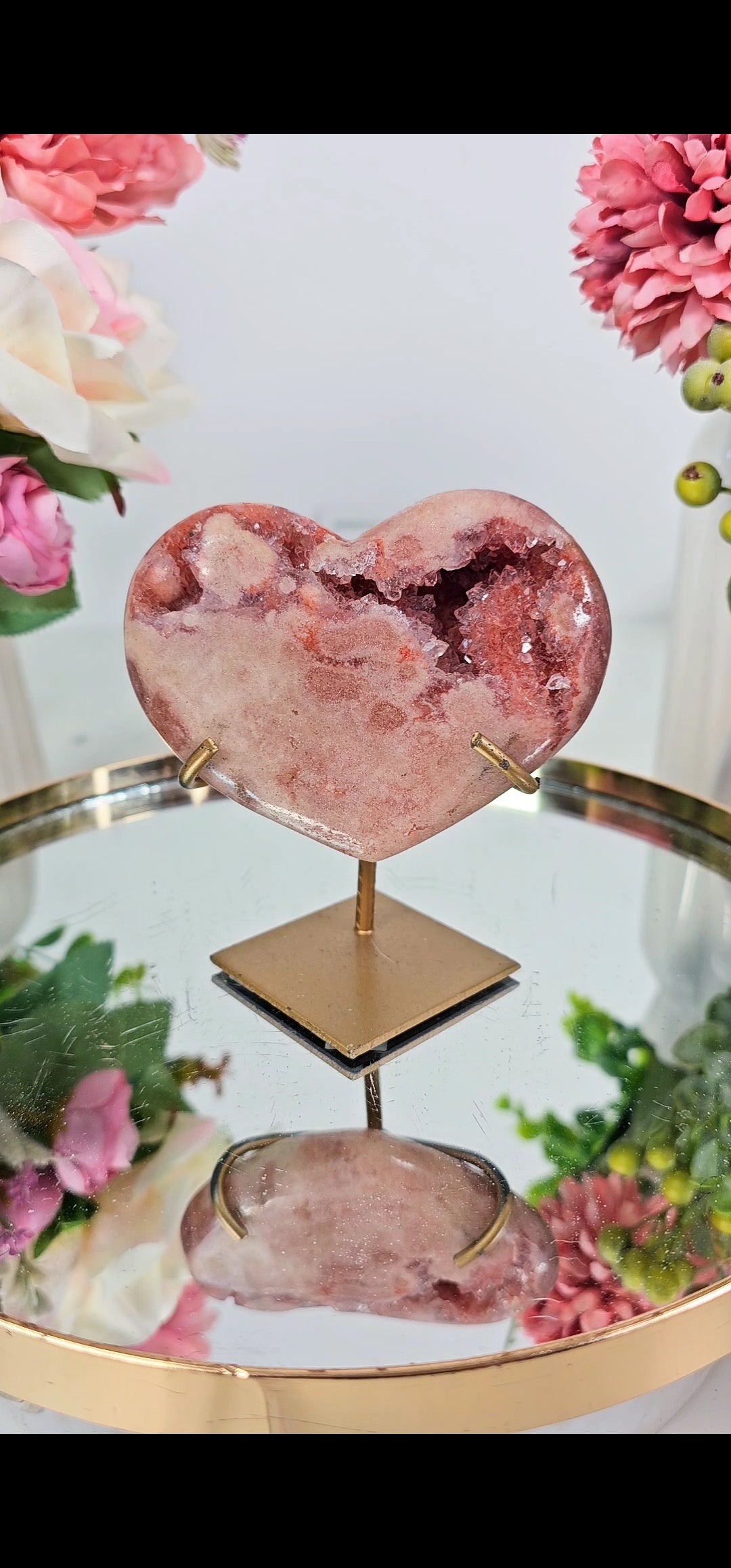 Pink Amethyst Heart on stand H160