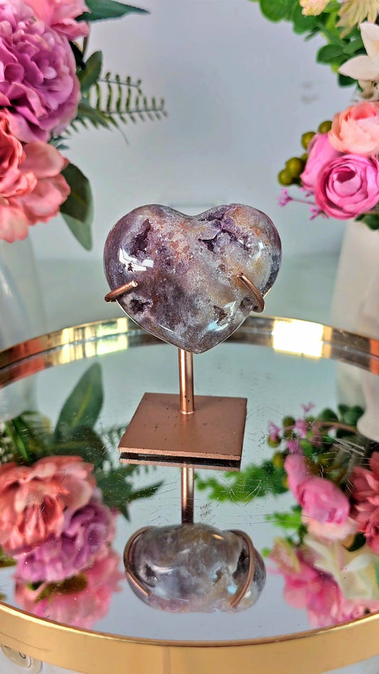 Pink Amethyst Heart on stand H182