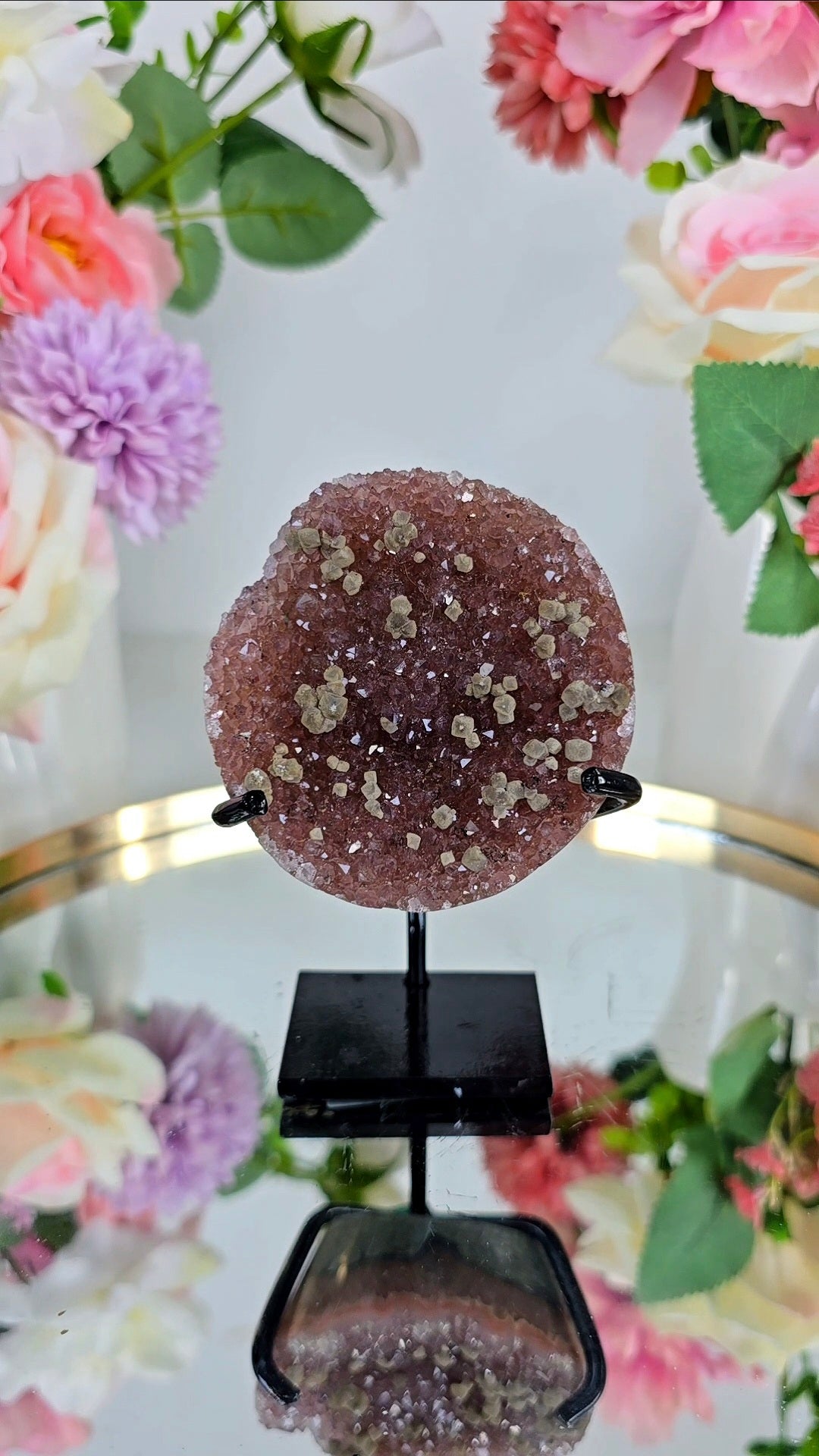Rainbow Amethyst with Calcite on Stand 11