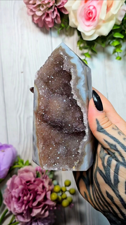Druzy Agate Amethyst tower CT538