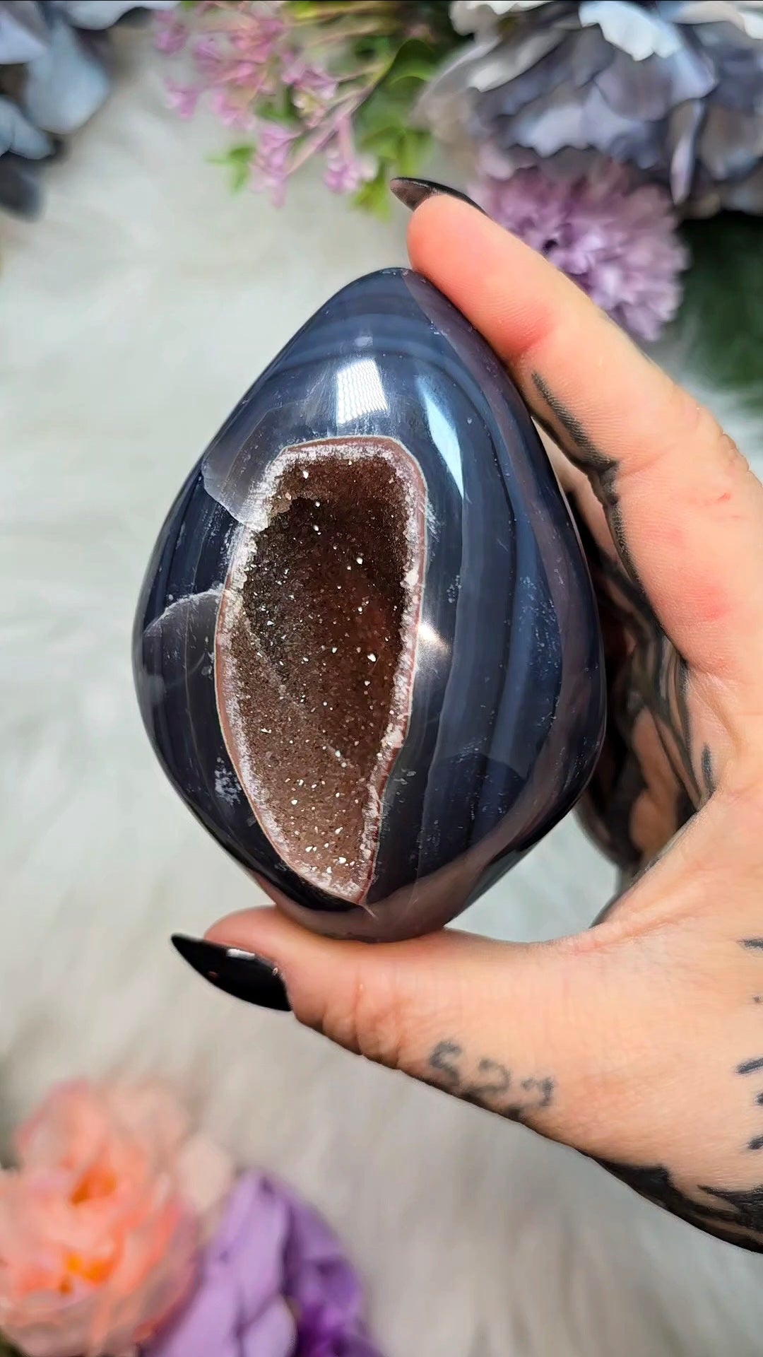 Druzy Agate Flame / Egg 08