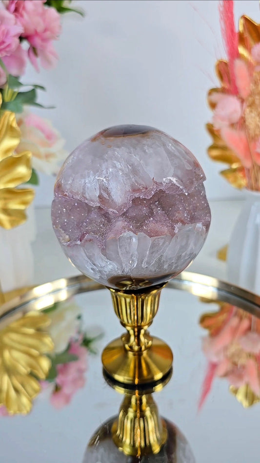 Pink Quartz / Agate Sphere CS221