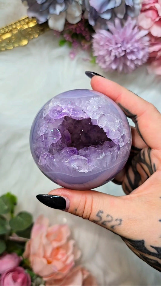 Druzy Agate / Amethyst Sphere CS234