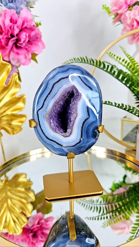 Agate / Amethyst Geode on stand