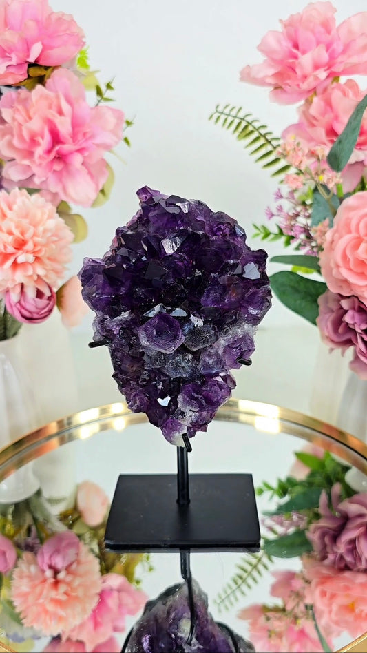 Druzy Dark Amethyst Formation on stand A11