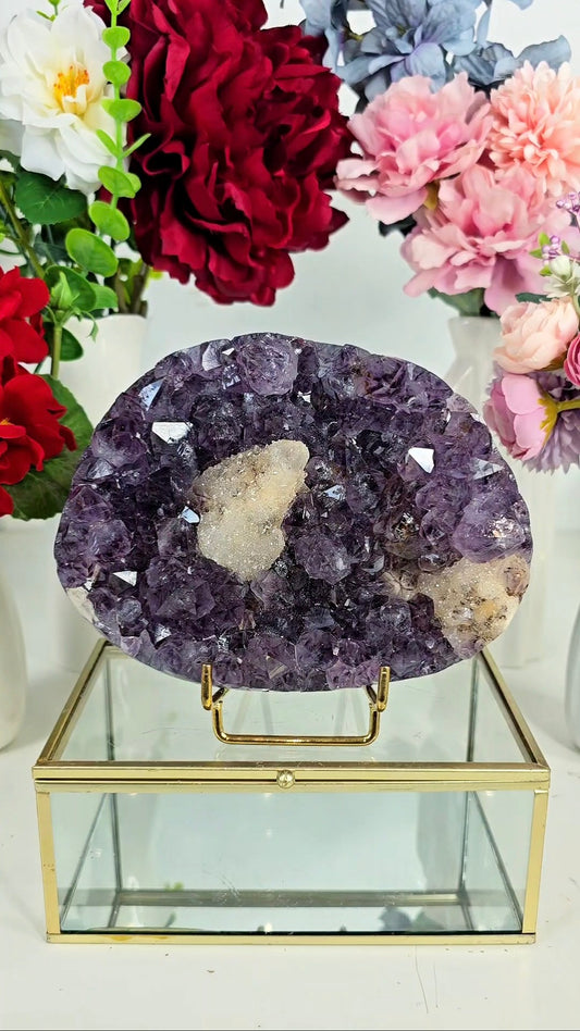 Amethyst Calcite piece on stand