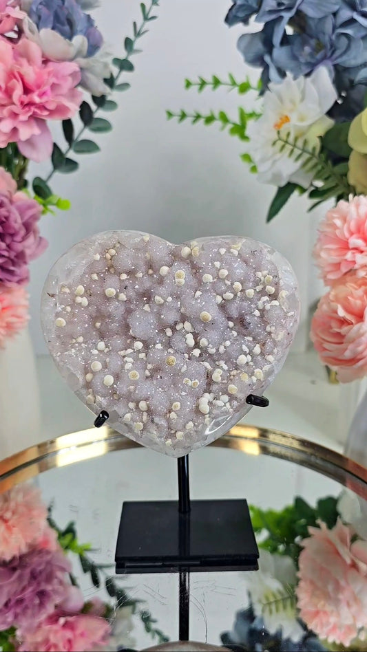 Rainbow Amethyst Heart on stand CH07