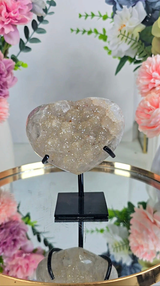 Rainbow Amethyst Heart on stand CH04