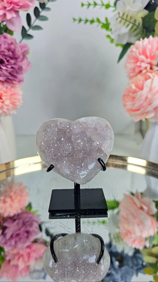 Rainbow Amethyst Heart on stand CH02