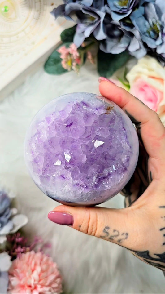 Druzy Amethyst / Agate Sphere CS254