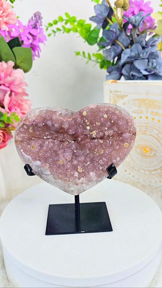 Rainbow Amethyst Heart on stand H28