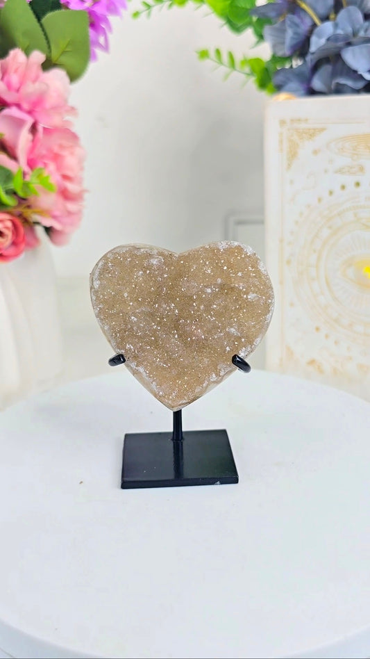 Rainbow Amethyst Heart on stand H26