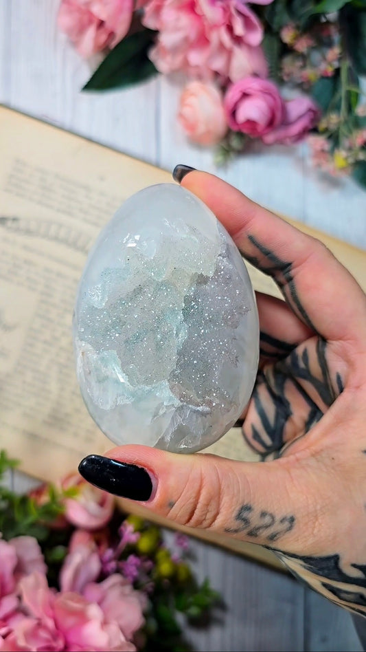 Mint Green Sugar Druzy Rainbow Amethyst Egg 18