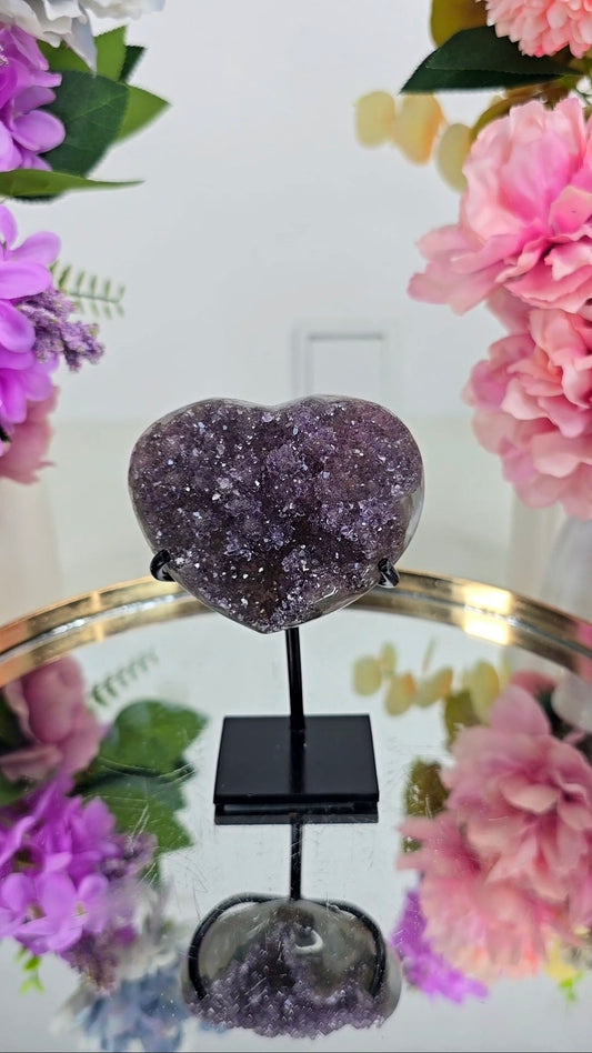 Rainbow Amethyst Heart on stand H31
