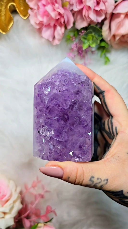 Druzy Agate / Amethyst Tower CT686