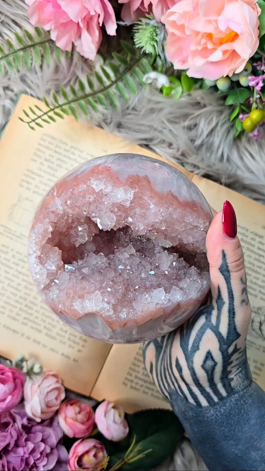 Druzy peachy orange Quartz Sphere CS264