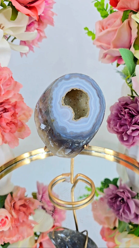Druzy Agate Geode on Stand