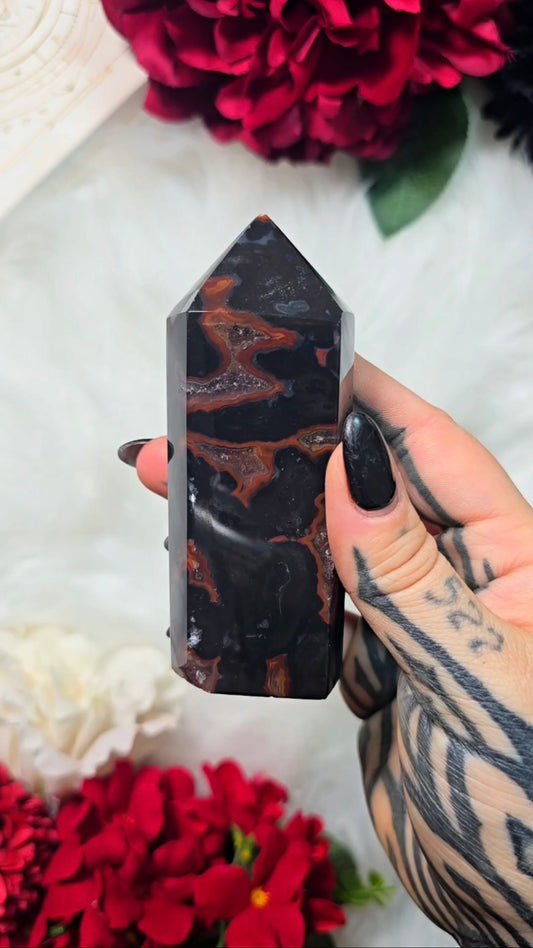 Dark Druzy Agate / Chalcedony Tower CT710
