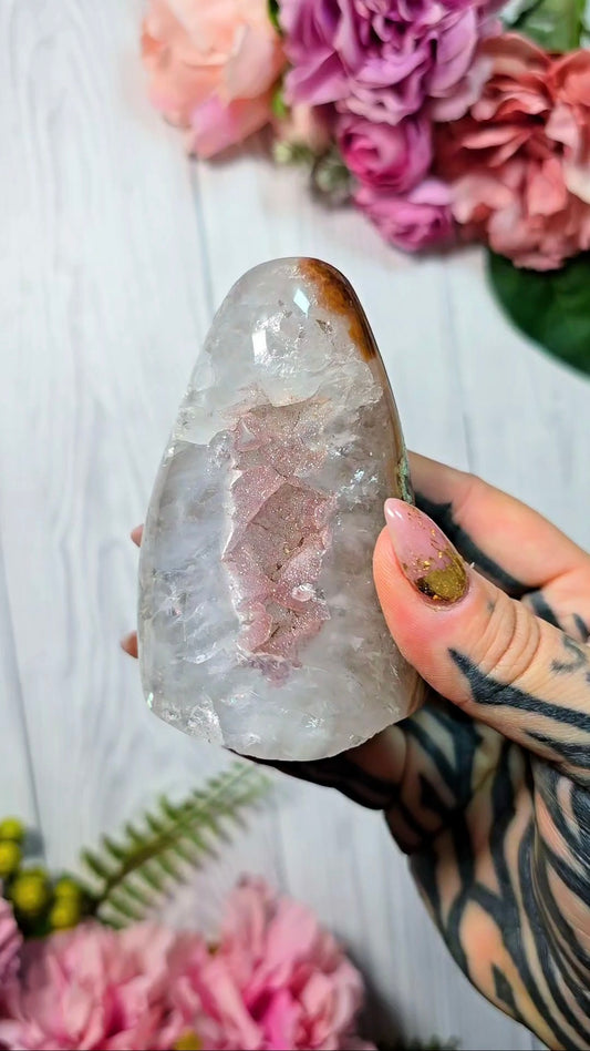 Pink Sugary Rainbow Amethyst Cut Base 85