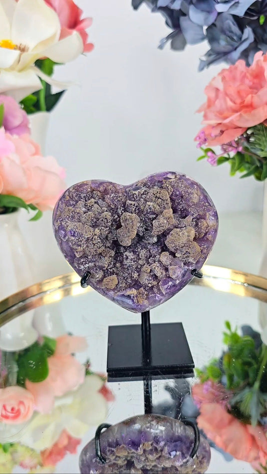 Rainbow Amethyst Heart on stand 68