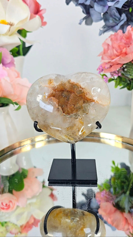 Rainbow Amethyst Heart on stand 69