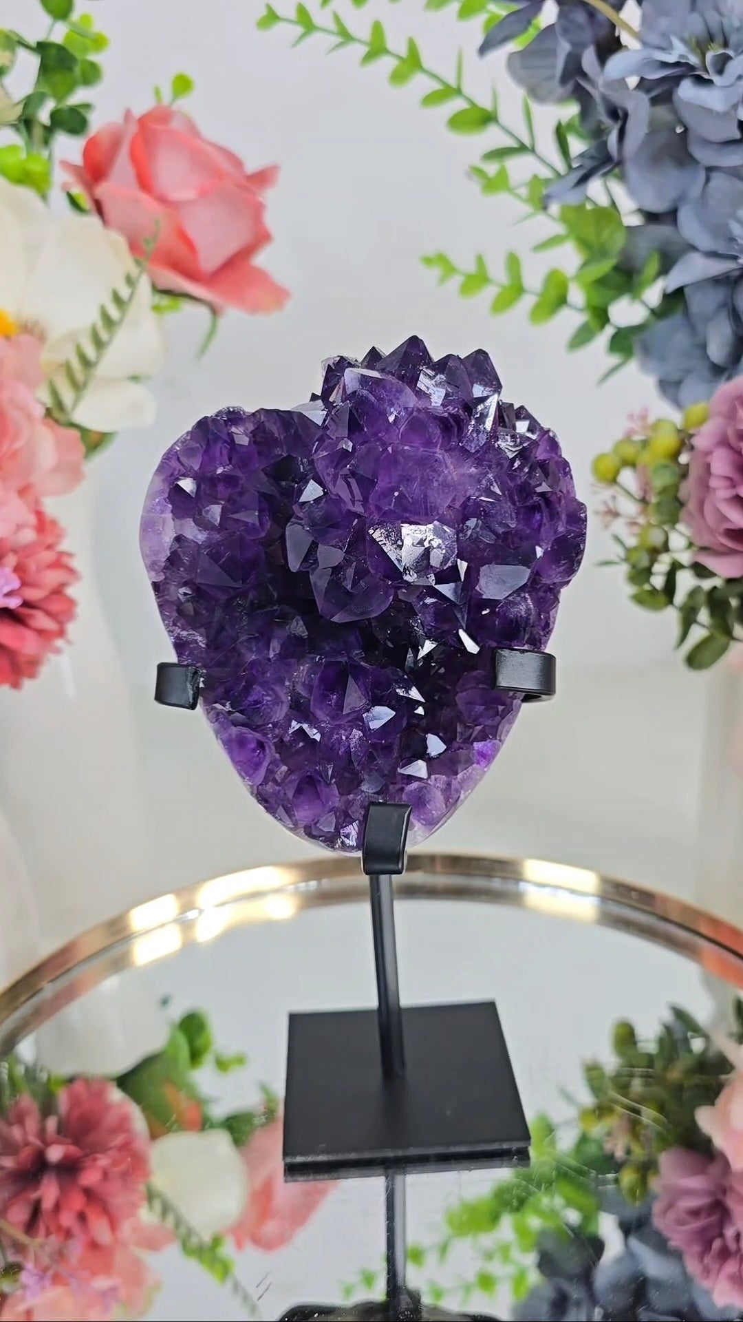 Dark Druzy Amethyst on Stand 60