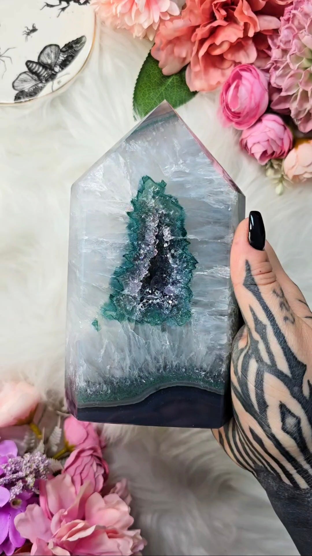 Green Quartz / Agate / Amethyst Tower CT743