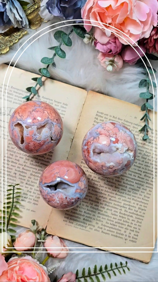 Pink Mosaic / Cotton Candy Agate Sphere