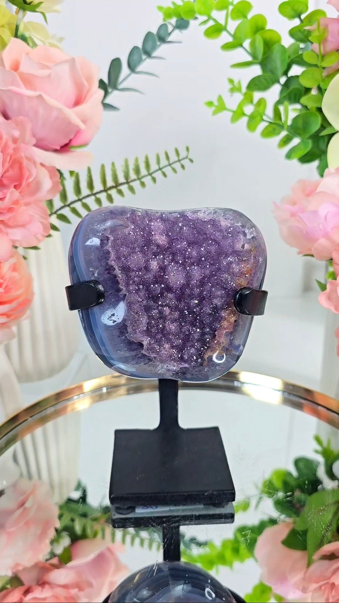 Sugary Rainbow Amethyst / Calcite Piece on Stand 61