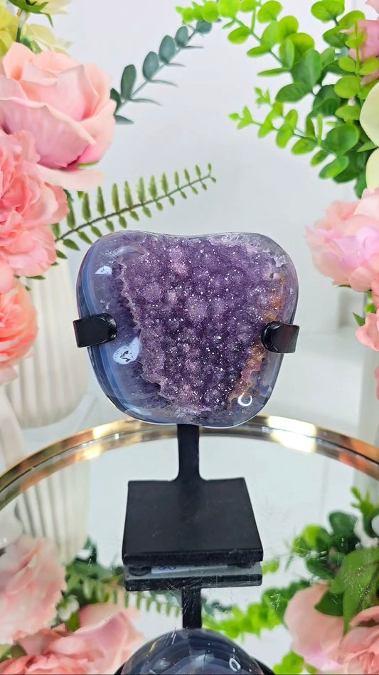 Sugary Rainbow Amethyst / Calcite Piece on Stand 61