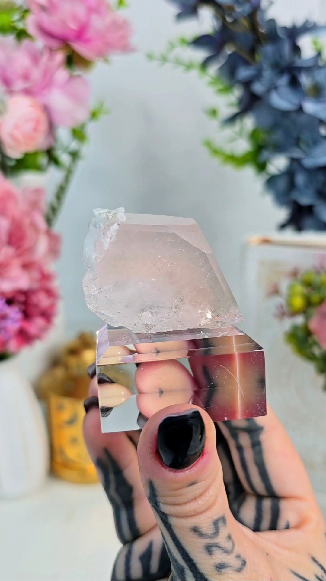 Morganite & Albite Specimen on Base