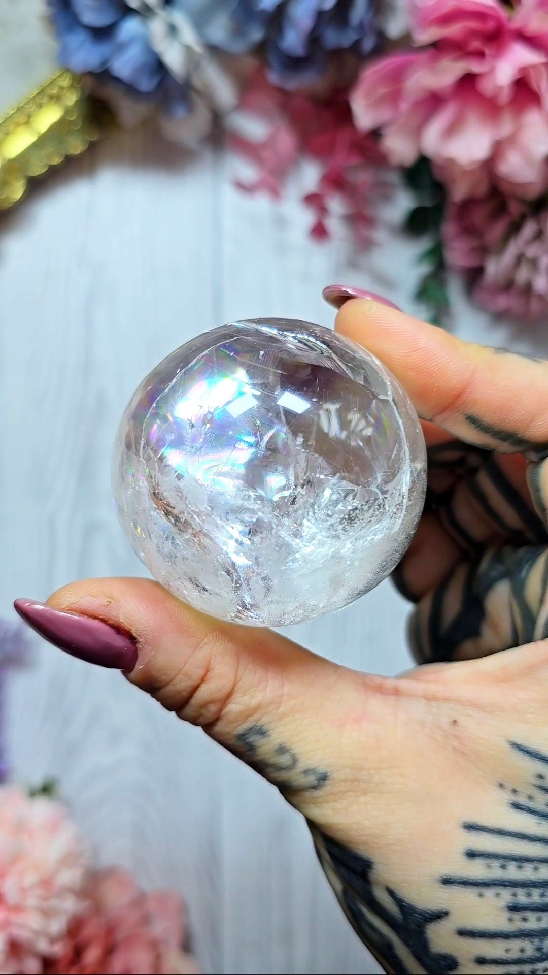 🌈 Rainbow Clear Quartz Sphere 01
