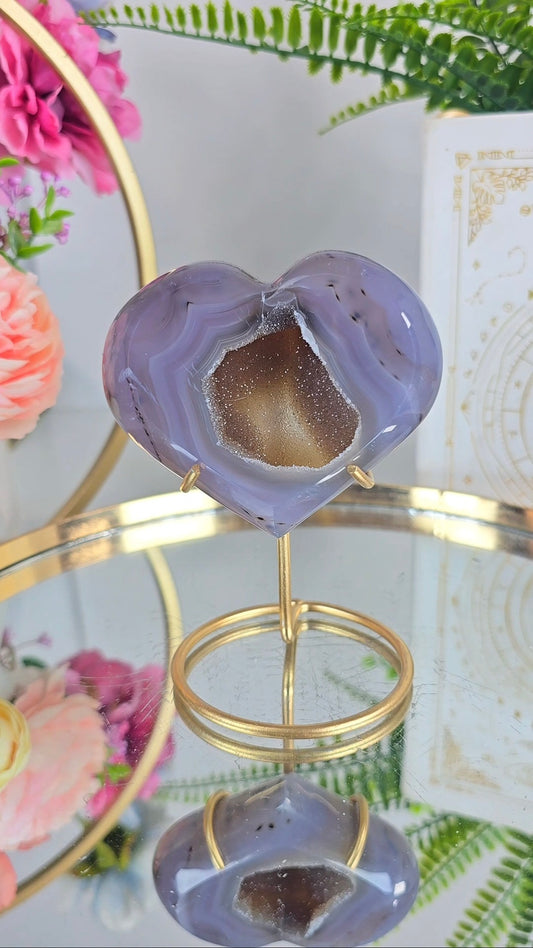 Druzy Agate Heart on stand H76
