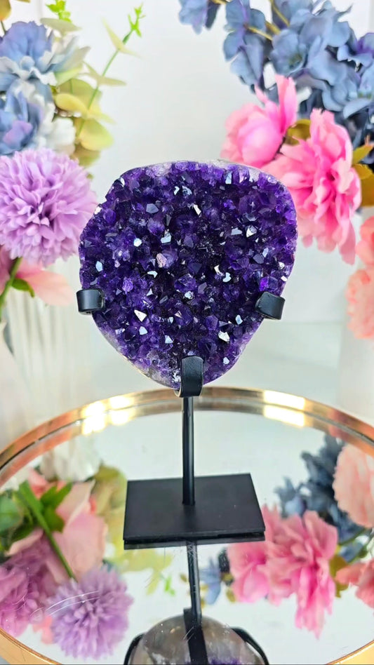 Dark Druzy Amethyst on Stand 80