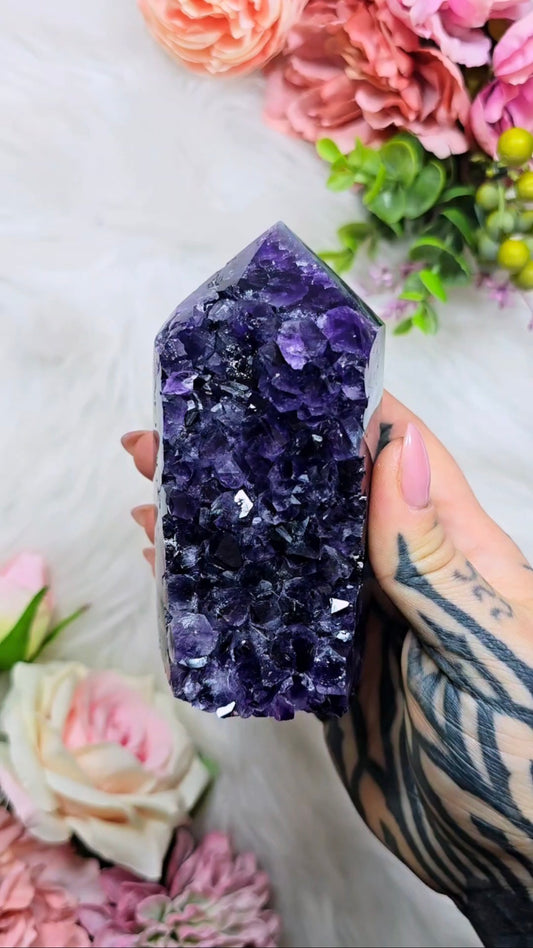 Druzy Dark Amethyst tower CT777