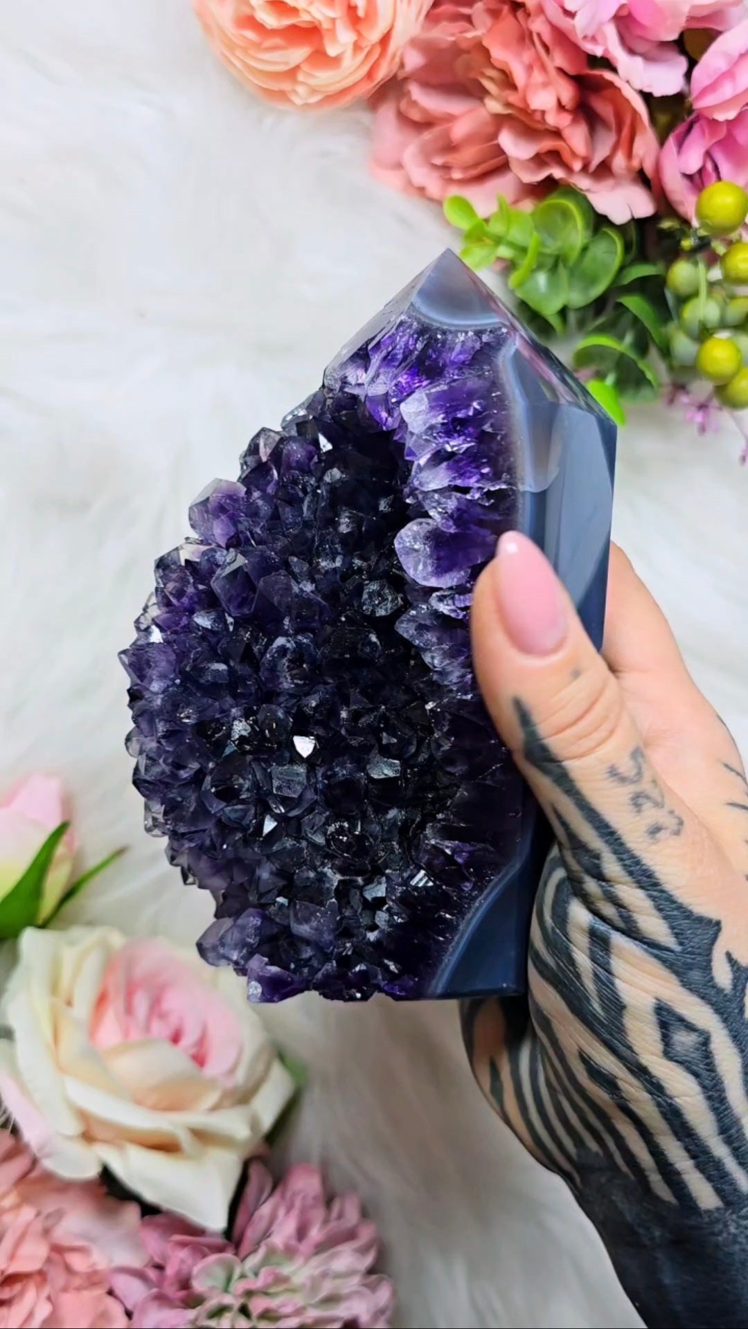 Druzy Dark Amethyst tower CT778