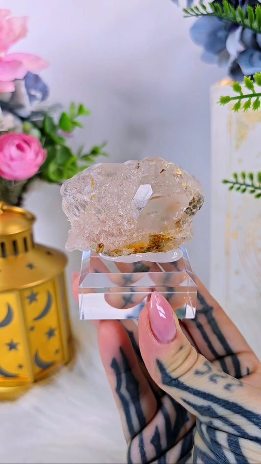 Pastel Pink Fluorite – Fluorite Specimen on Clear Display Base