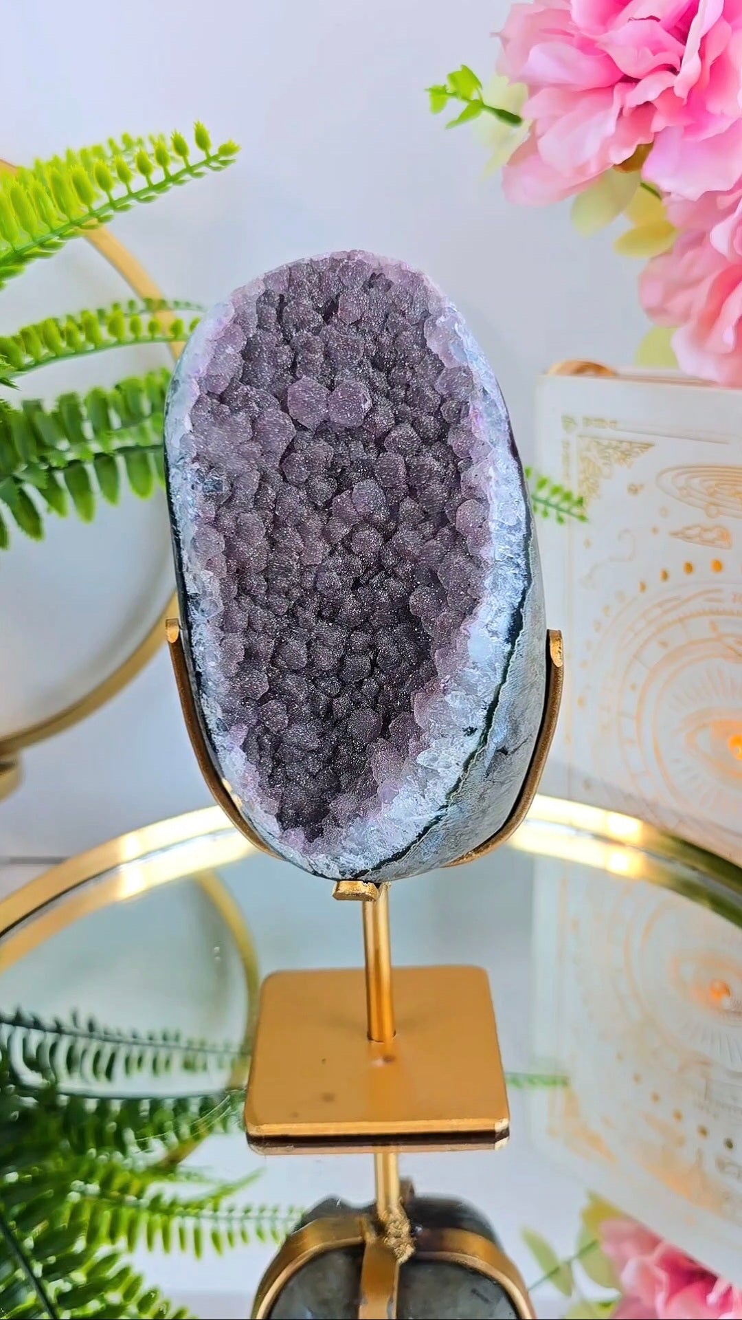 Sugary Rainbow Amethyst Piece on Stand 84 — Natural Mineral Statement Piece
