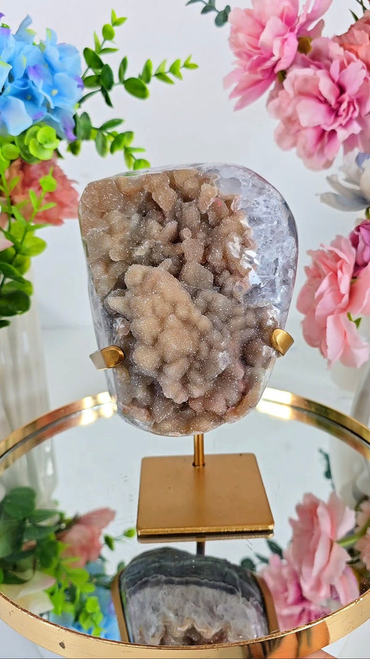 Sugar Druzy Rainbow Amethyst Piece on Stand 89 — Natural Mineral Statement Piece