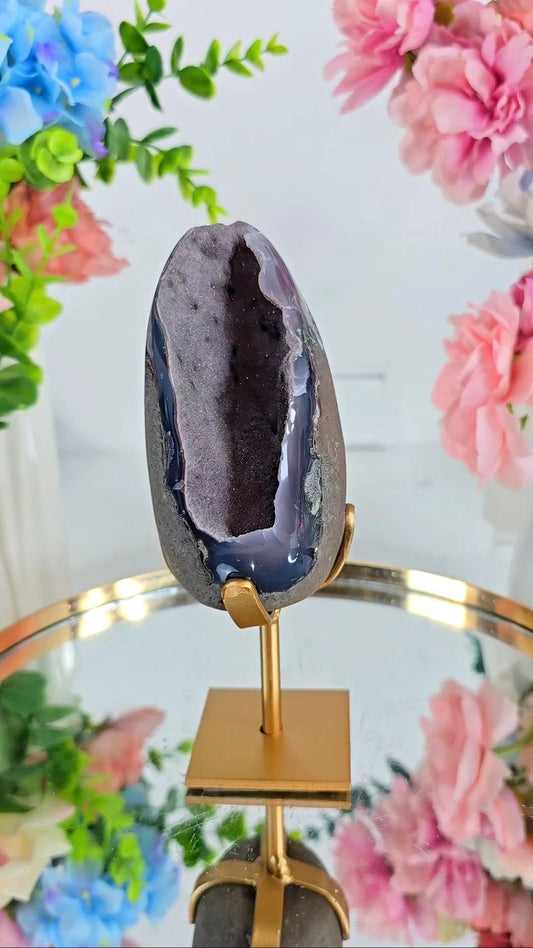 Sugary Rainbow Amethyst Piece on Stand 83 — Natural Mineral Statement Piece