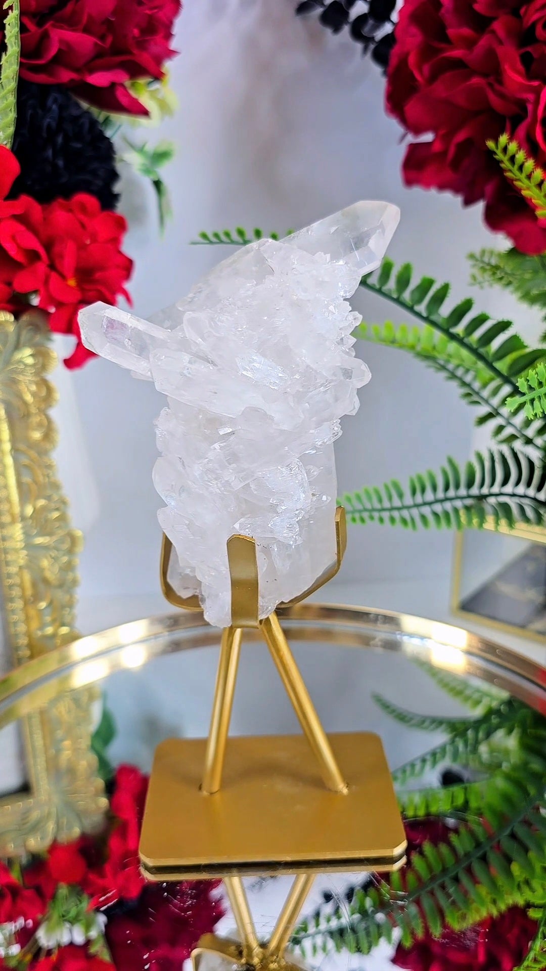 Clear Quartz Cluster on Stand