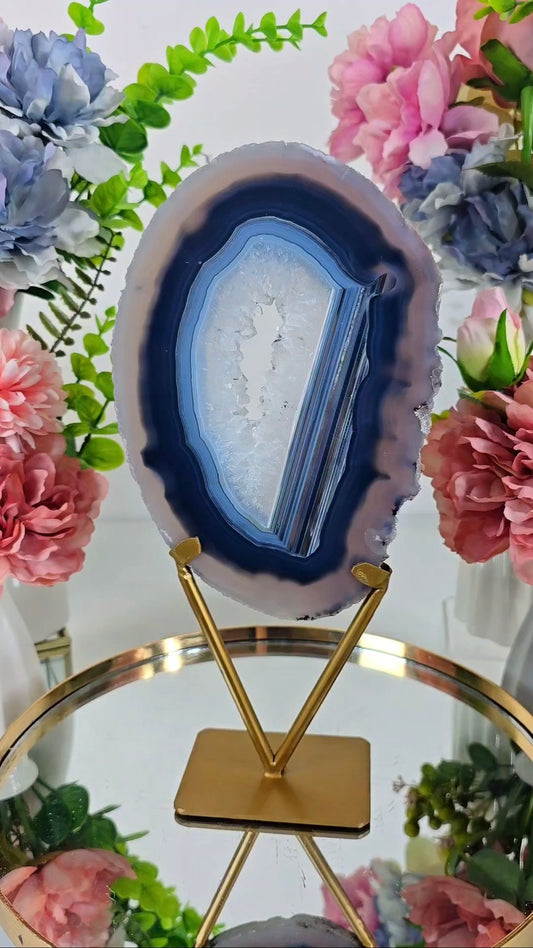 Blue Agate Slab on stand