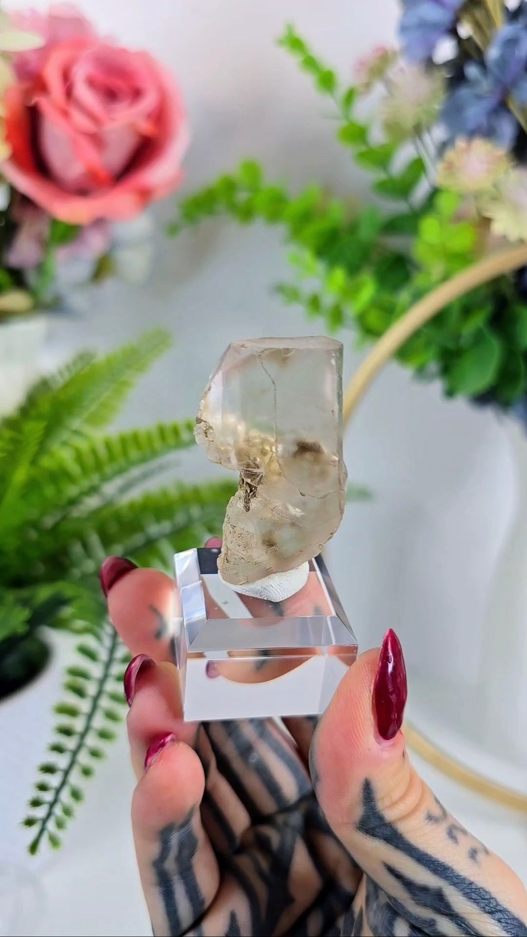 Pastel Pink Fluorite – Specimen on Clear Base