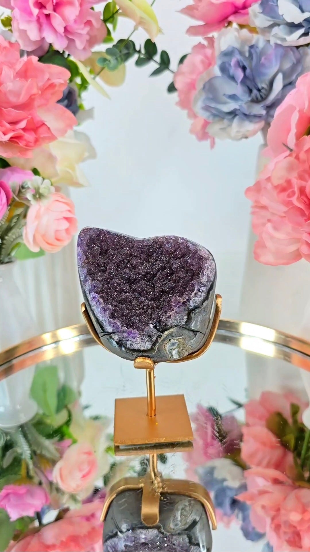 Sugar Druzy Rainbow Amethyst on Stand 99 — Natural Mineral Statement Piece