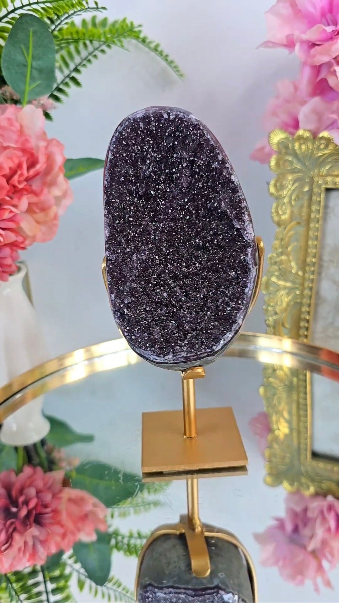 Druzy Rainbow Amethyst on Stand 103 — Natural Mineral Statement Piece
