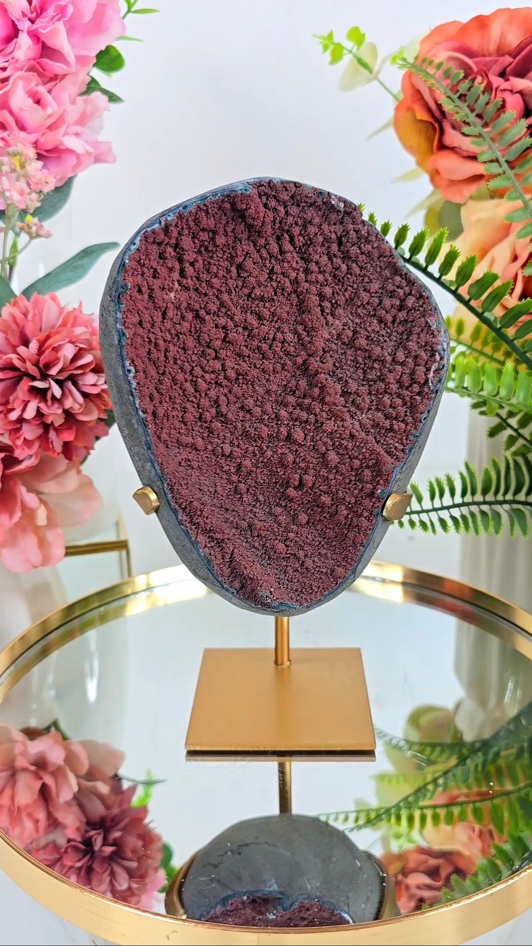 Matte Red Rainbow Amethyst on Stand 111