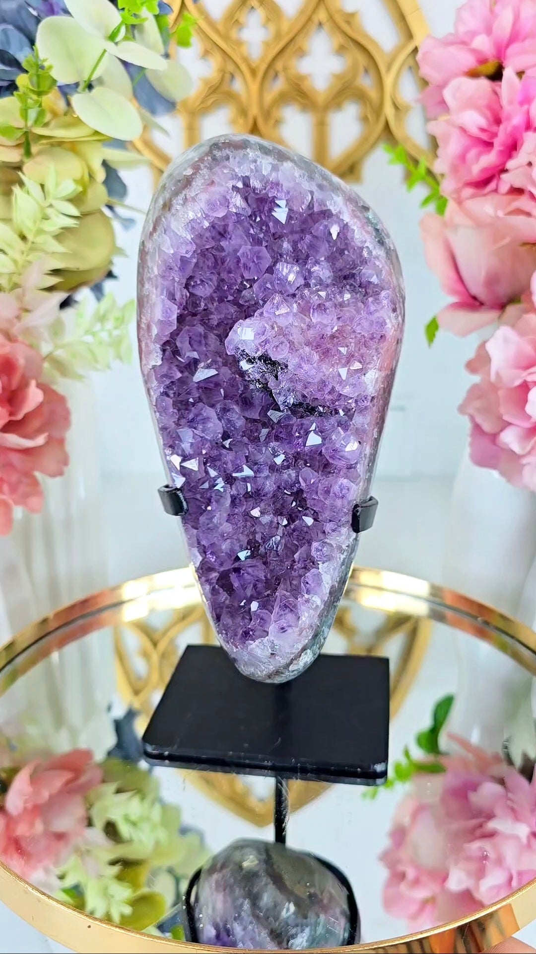 Druzy Amethyst with Calcite and Hematite on Stand 119