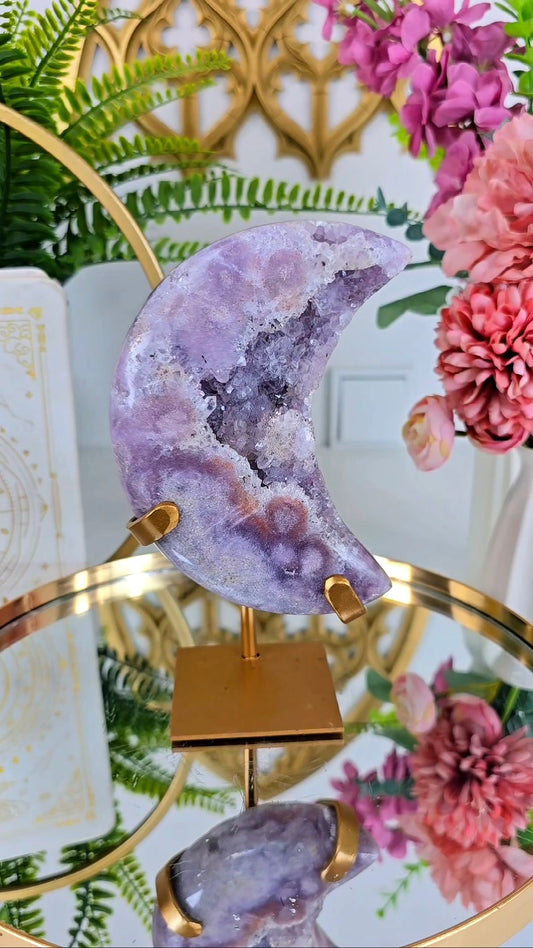 Pink Amethyst Moon on stand CM363