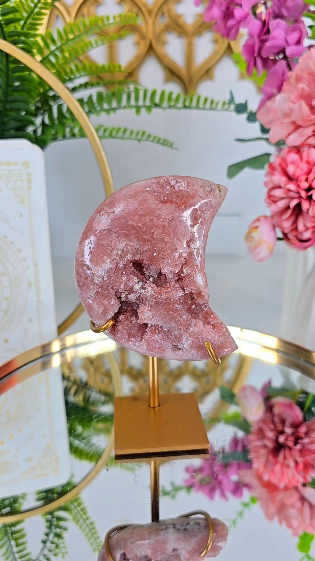 Pink Amethyst Moon on stand CM356